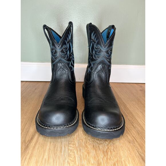 Ariat Fatbaby Womens 8.5 B Boots Western Cowboy Leather Black Blue Round Rodeo - Picture 8 of 8